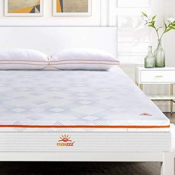 Maxzzz Topper Viscoelastico Gel 150x190x7.5cm Topper con Funda Hipoalergénica Infusión Gel Topper Colchón de Enfriamiento de Alta Densidad Extraíble Diseño Ventilado Antiácaros y Transpirable