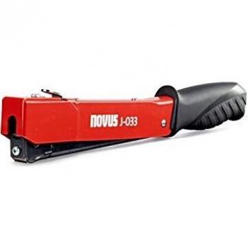 Grapadora de martillo Novus J-033 (mango ergonómico, carga rápida para grapas planas de 6 a 10 mm), color rojo