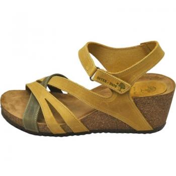 Sandalias de mujer Inter-Bios modelo 5633, tipo cuna, material piel bio, colores kaki y mostaza