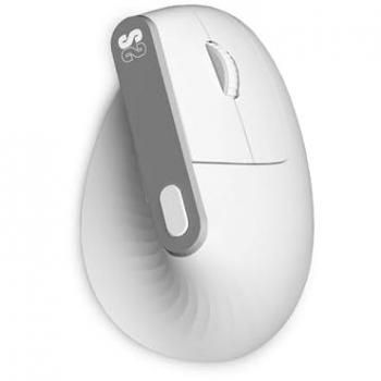 SUBBLIM Nature Vertical Ergo Dual Ratón Ergonómico Inalámbrico Bluetooth y USB 2.4GHz, 4000 DPI, 5 Botones, Uso Diestro, Color Blanco