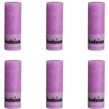 Bolsius Vela del Pilar Rústica 190 x 68 mm 6 Piezas Púrpura