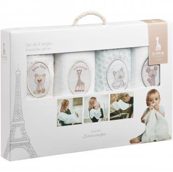 SOPHIE LA GIRAFE - 850724 - Set 4 Muselinas Sophie la Girafe 0m+