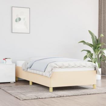 Estructura de cama de tela color crema 100x200 cm