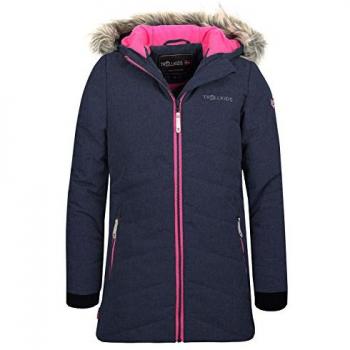 Trollkids Chaqueta Lifjell - Chaqueta de esquí impermeable y cortavientos para niña, Azul Marino Magenta, talla 128