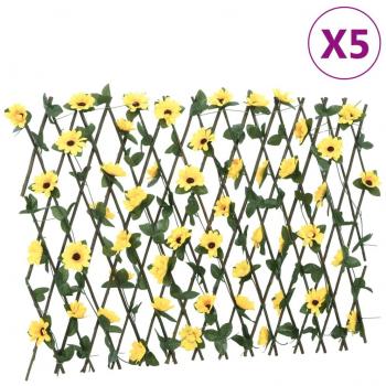 Enrejado expansible hiedra artificial amarillo 5 uds, dimensiones 180 x 20 cm y 180 x 60 cm, perfecto para plantas y animales, múltiples usos como malla para ventilación, seguridad, ventana y jardín