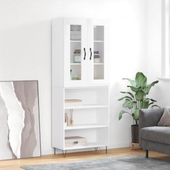 Armario aparador alto blanco pulido 69,5x34x180 cm madera multicapa contrachapada brillo