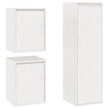 Mueble TV Multimedia Estantería Buffet Comedor Salón Dormitorio 3 Piezas Madera Maciza de Pino Blanco