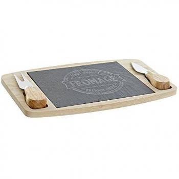 Tabla de cortar DKD Home Decor Negro Metal Bambú Pizarra