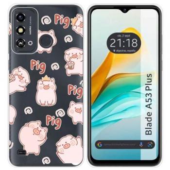 Funda de Silicona para ZTE Blade A53 Plus con Diseño de Cerdos y Dibujos
