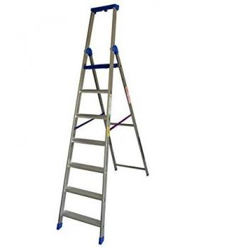 Escalera Doble Profesional de Tijera Climb EVO07 con Barandilla - 7 Peldaños y Altura de Plataforma 1,70 m