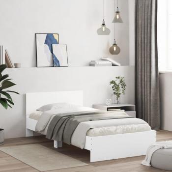 Cabecero blanco redondo de madera multicapa 100x200 cm con estructura cama de madera ingeniería