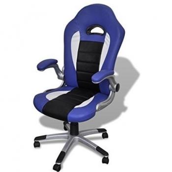 VidaXL - Silla de Oficina de Piel Artificial Azul giratoria