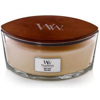 Woodwick White Honey Scented Candle with Wooden Wick (Hearthwick) 453 g
