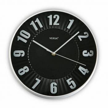 Versa 20550064 Reloj de pared de cocina Negro y Blanco, 30cm diámetro, Redondo