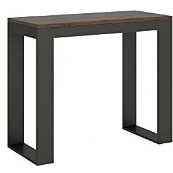 Consola extensible 90x40/196 cm efecto madera nogal y hierro