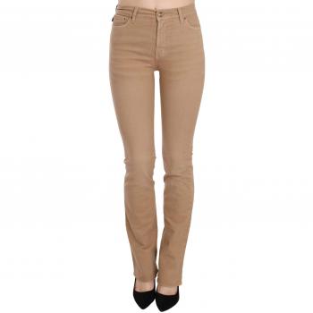 Just Cavalli Brown Cotton Stretch Mid Waist Skinny Trousers Pants - W24