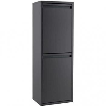 WellHome Top Cubo Two Armario Sistema de organización de Basura y Reciclaje de Acero de 2 Cubos Multiusos, Antracita, 90,5 x 30,5 x 24,5 cm, Gris