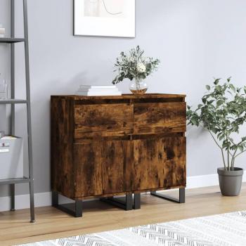 Aparadores de madera de ingeniería 2 uds, color roble ahumado, dimensiones 40x35x70 cm, mueble de almacenaje para salón, buffet y armario auxiliar