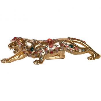 Figura Decorativa Fíjalo Pantera Dorada - DKD Home Decor 39 x 11 x 10 cm
