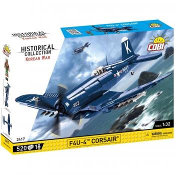 Modelo de avión de bloques COBI 2417 F4U-4 Corsair, escala 1:32, colección histórica, guerra de Corea