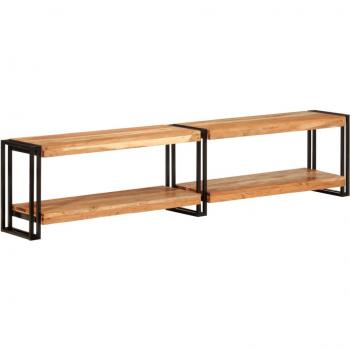 Mueble de TV de madera maciza de acacia, 180x30x40 cm, color negro, para salón