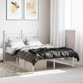 Cabecero de metal blanco 120x190 cm con estructura cama sin colchón