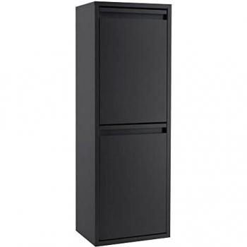 Top Cubo de Basura y Reciclaje de Acero de 2 Cubos Multiusos, Negro, 90,5 x 30,5 x 24,5 cm