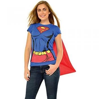 Rubies Juego oficial de camiseta DC Comic Supergirl, kit de disfraz instantáneo para mujer, camiseta
