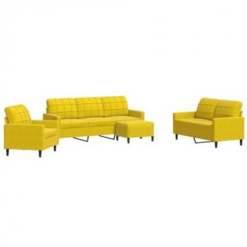 Sofá de 4 piezas con almohadas de terciopelo amarillo