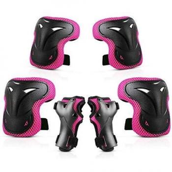 WayEee Protecciones de Patinaje para Niños Rodilleras Patinaje Ciclismo Bicicleta Monopatín Juegos de Protecciones Ajustables Infantiles para Deportes 6 pcs