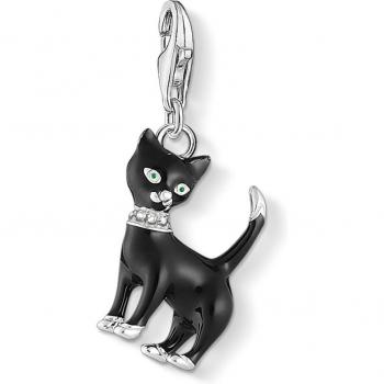 Thomas Sabo Charm Club Sterling Silver Enamel Zirconia Black Cat Charm