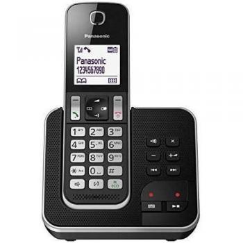 Teléfono Inalámbrico Digital Panasonic KX-TGD320 con Contestador y Identificador de Llamadas, Color Negro y Plata