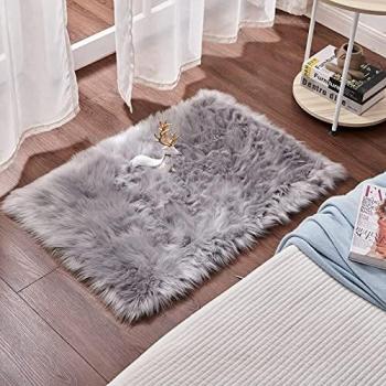 Cumay Piel de Imitación, Artificial Alfombra, excelente Piel sintética de Calidad Alfombra de Lana ，Adecuado para salón Dormitorio baño sofá Silla cojín