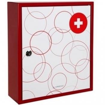 Arregui BT001-1 - Botiquin, acero decorado, llave de serreta, 100x315x360mm, Blanco/rojo
