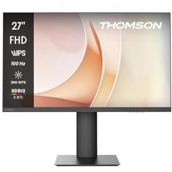 Monitor Thomson 27 Full HD IPS 100Hz con Cámara Emergente, USB-C 65W, Altavoces, HDMI, Montaje VESA 100x100 - Negro