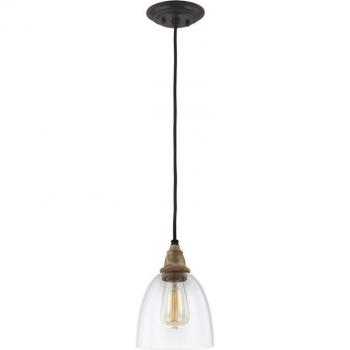Lámpara colgante mini cúpula Driftwood de zinc negro 23,2 cm con una luz