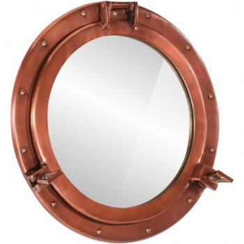 Espejo de ojo de buey de pared aluminio y vidrio Ø50 cm