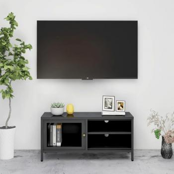 Mueble para televisor de acero y vidrio 90x30x44 cm en color gris antracita