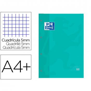 Recambio Oxford Din A4+ 80 hojas 90 gr cuadro 5 mm 4 taladros color ice mint