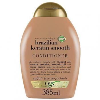 OGX Acondicionador sin Sulfatos para Pelo Rizado, Queratina Brasileña, 385 ml