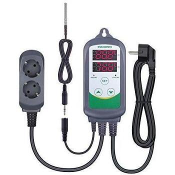 Inkbird ITC-308S Termostato Digital hay Double Relés Controlador la Temperatura de Refrigerador y Calentador para Acuarios, Cerveza Artesanal y Reptile Terrarios + 1.97 Sonda Desmontable