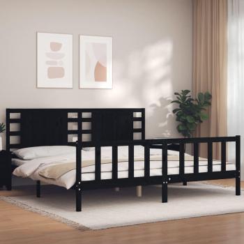 Estructura de cama con cabecero madera maciza negro 200x200 cm Vidaxl