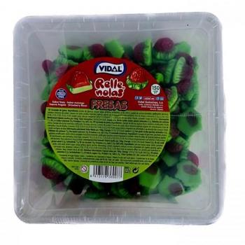 Vidal Rellenolas Fresas Caramelo Gomoso con Relleno Sabor Fresa Sin Gluten Sin Grasa Bandeja de 150 Unidades