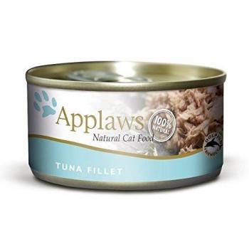 Applaws Alimento Húmedo Natural para Gatos Adultos, Filete de Atún en Caldo - Pack de 24 Latas, 70g Cada Una
