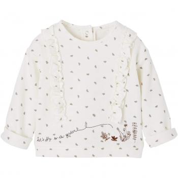 VERTBAUDET Sudadera Estampada bebé niña con Volantes Blanco Claro Estampado 3-6 Meses, 67CM