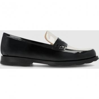 Mocasines de mujer en charol de color negro y blanco Lodi