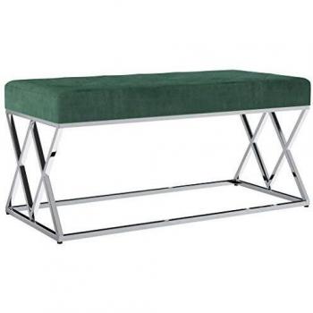vidaXL Banco de Acero Inoxidable y Terciopelo Verde 97cm Mobiliario Recibidor Almacenamiento Organizador Tapizado Terciopelo Diseño Moderno Elegante