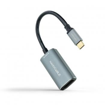 Nanocable Conversor USB-C a DisplayPort 8K, Aluminio, 15 cm, Gris