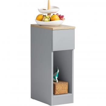 SoBuy mesita de noche con 1 cajón, mesa auxiliar para salón o comedor, dimensiones 20 x 35 x 60 cm, color gris y natural, modelo FBT111-HG