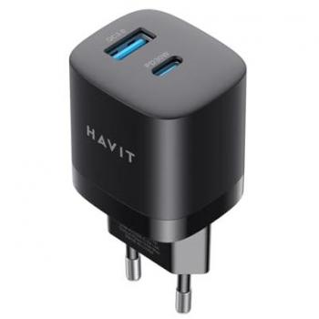 Cargador Havit USB-A + USB-C UC30 EU 30W Negro